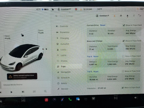 2019 Tesla Model 3 Long Range with VIN 5YJ3E1EB2KF510692, listed as a Copart auction lot 81630064 with 37,491 mi miles and Salvage Title. Bid and sale history available at carsss.com. Image 9.