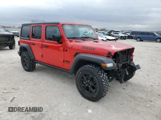 2023 Jeep Wrangler Sport with VIN 1C4HJXDG3PW584885, listed as a Copart auction lot 86057344 with 13,504 mi miles and Salvage Title. Bid and sale history available at DreamBid. Image 4.