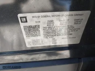 2019 Chevrolet Equinox LT with VIN 2GNAXUEV2K6187285, listed as a IAAI auction lot 41807538 with 205,098 mi miles. Bid and sale history available at carsss.com. Image 9.