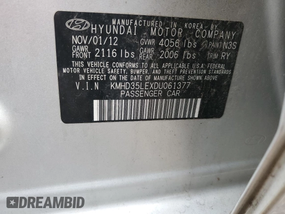 2013 Hyundai Elantra GT with VIN KMHD35LEXDU061377, listed as a Copart auction lot 79476674 with 123,503 mi miles and Salvage Title. Bid and sale history available at carsss.com. Image 12.