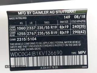 2019 Mercedes-Benz GLC 300 with VIN WDC0G4JB1KV136690, listed as a IAAI auction lot 42121407 with 42,542 mi miles and . Bid and sale history available at DreamBid. Image 9.