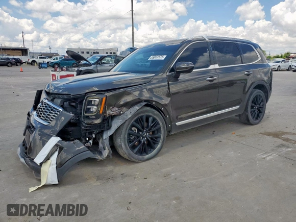 2020 Kia Telluride SX z VIN 5XYP5DHC1LG038521, wystawiony jako Copart lot #55861575 z przebiegiem 56 694 mil mil oraz Czysty tytuł • Clean title. Historia ofert i sprzedaży dostępna na DreamBid. Obrazek 1.
