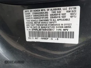 2006 Honda Odyssey EX-L z VIN 5FNRL38756B420817, wystawiony jako IAAI lot #42101271 z przebiegiem 203 892 mil mil oraz . Historia ofert i sprzedaży dostępna na DreamBid. Obrazek 9.
