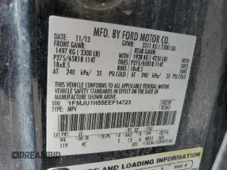 2014 Ford Expedition XLT z VIN 1FMJU1H55EEF14723, wystawiony jako Copart lot #56455855 z przebiegiem 163 748 mil mil oraz Szkoda całkowita • Salvage title. Historia ofert i sprzedaży dostępna na DreamBid. Obrazek 13.
