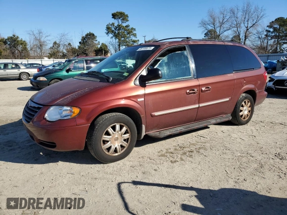 2007 Chrysler Town & Country LWB Touring with VIN 2A8GP54LX7R195626, listed as a Copart auction lot 89100675 with 123,380 mi miles and Salvage Title. Bid and sale history available at carsss.com. Image 1.
