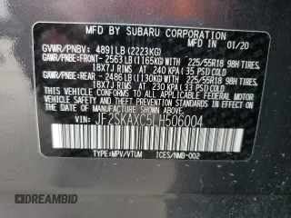 2020 Subaru Forester Touring with VIN JF2SKAXC5LH506004, listed as a Copart auction lot 54275425 with 33,834 mi miles and Clean title. Bid and sale history available at DreamBid. Image 13.