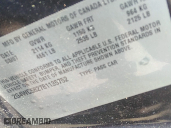 2008 Buick LaCrosse CX с VIN 2G4WC582781135752, выставлен на аукционе IAAI как лот 42480178 с пробегом 134 666 миль миль и . История ставок и продаж доступна на DreamBid. Изображение 9.