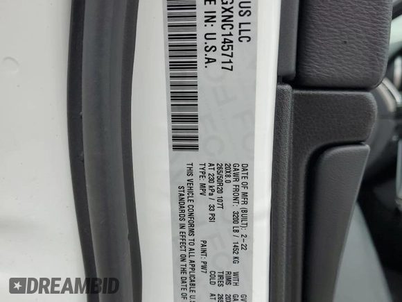 2022 Jeep Grand Cherokee WK Laredo X with VIN 1C4RJFAGXNC145717, listed as a Copart auction lot 85322194 with 19,262 mi miles and Salvage Title. Bid and sale history available at carsss.com. Image 14.