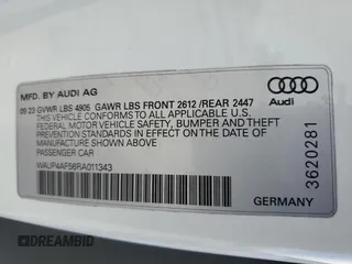 2024 Audi S5 Premium Plus with VIN WAUP4AF56RA011343, listed as a Copart auction lot 48170165 with 13,339 mi miles and Salvage Title. Bid and sale history available at DreamBid. Image 12.