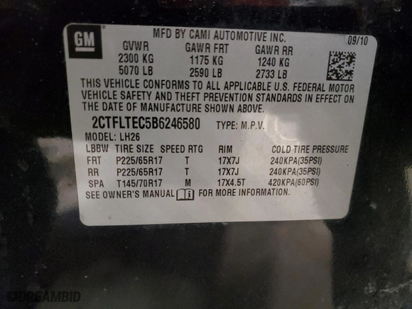 2011 GMC Terrain SLE-2 with VIN 2CTFLTEC5B6246580, listed as a Copart auction lot 44506335 with 142,408 mi miles and Salvage Title. Bid and sale history available at carsss.com. Image 15.