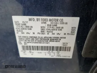 2017 Ford Edge SE with VIN 2FMPK3G99HBC01321, listed as a Copart auction lot 60413185 with 95,700 mi miles and Salvage title. Bid and sale history available at DreamBid. Image 13.