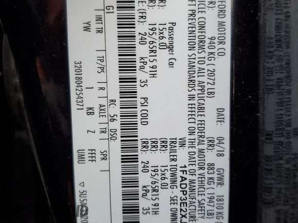 2018 Ford Focus S with VIN 1FADP3E2XJL322238, listed as a Copart auction lot 48520125 with 97,718 mi miles and Salvage Title. Bid and sale history available at carsss.com. Image 12.