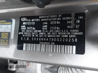 2013 Kia Optima EX с VIN 5XXGN4A79DG220258, выставлен на аукционе IAAI как лот 42681855 с пробегом 194 174 миль миль и . История ставок и продаж доступна на DreamBid. Изображение 9.