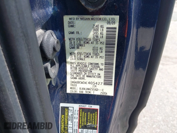 2010 Nissan Frontier SE с VIN 1N6AD0CW2AC405427, выставлен на аукционе IAAI как лот 42679553 с пробегом 162 378 миль миль и . История ставок и продаж доступна на DreamBid. Изображение 9.