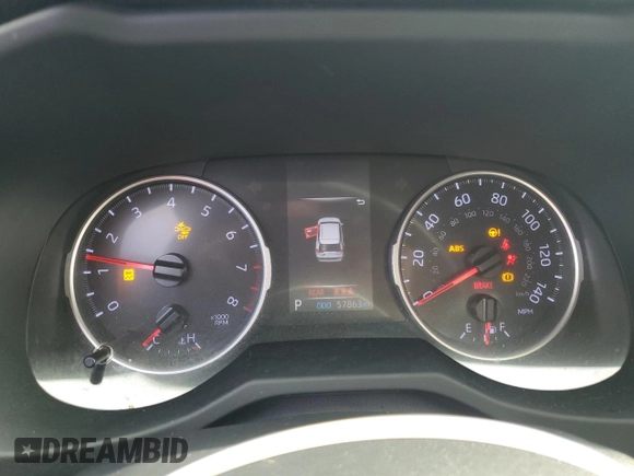 2019 Toyota RAV4 LE with VIN JTMG1RFV2KJ021318, listed as a Copart auction lot 46107385 with 57,863 mi miles and Salvage title. Bid and sale history available at DreamBid. Image 9.