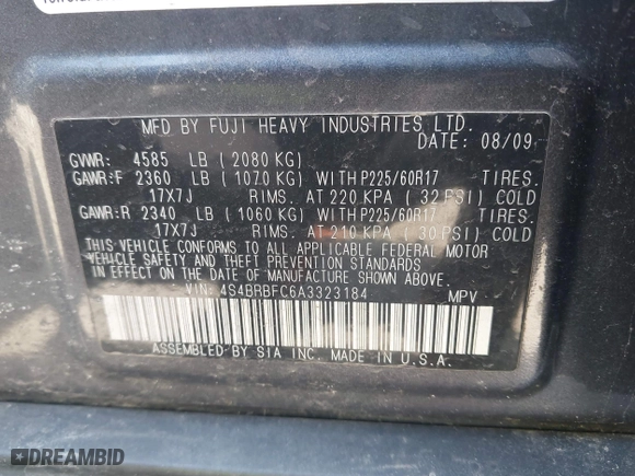 2010 Subaru Outback Prem All-Weather/HK Aud with VIN 4S4BRBFC6A3323184, listed as a IAAI auction lot 42094526 with 124,025 mi miles. Bid and sale history available at carsss.com. Image 9.