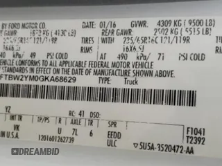 2016 Ford Transit with VIN 1FTBW2YM0GKA68629, listed as a Copart auction lot 65483594 with 80,833 mi miles and Salvage Title. Bid and sale history available at DreamBid. Image 14.