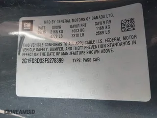 2015 Chevrolet Camaro LT with VIN 2G1FD3D33F9278399, listed as a IAAI auction lot 41530849 with 131,369 mi miles. Bid and sale history available at carsss.com. Image 9.