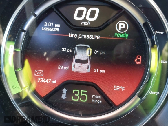 2017 FIAT 500e with VIN 3C3CFFGE6HT682417, listed as a IAAI auction lot 41432822 with 73,447 mi miles. Bid and sale history available at carsss.com. Image 7.