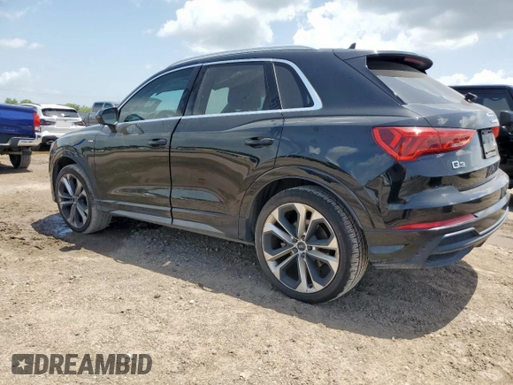 2020 Audi Q3 S line Prestige with VIN WA1FECF33L1043433, listed as a Copart auction lot 61084885 with 58,607 mi miles and Salvage title. Bid and sale history available at DreamBid. Image 2.