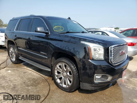 2015 GMC Yukon Denali with VIN 1GKS2CKJXFR547358, listed as a Copart auction lot 63906734 with 163,980 mi miles and Salvage Title. Bid and sale history available at carsss.com. Image 4.
