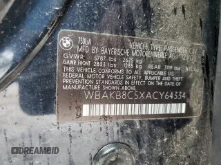 2010 BMW 7 Series 750Li z VIN WBAKB8C5XACY64334, wystawiony jako Copart lot #44999495 z przebiegiem Nie podano mil oraz Szkoda całkowita • Salvage title. Historia ofert i sprzedaży dostępna na DreamBid. Obrazek 12.