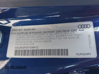 2015 Audi A3 2.0T Premium Plus with VIN WAUEFGFF2F1036412, listed as a IAAI auction lot 41829206 with 46,668 mi miles. Bid and sale history available at carsss.com. Image 9.