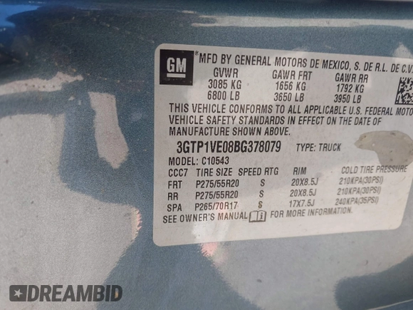 2011 GMC Sierra 1500 SLE z VIN 3GTP1VE08BG378079, wystawiony jako IAAI lot #42098522 z przebiegiem 256 822 mil mil oraz . Historia ofert i sprzedaży dostępna na DreamBid. Obrazek 9.
