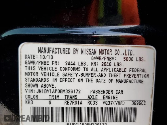 2011 Infiniti M37 with VIN JN1BY1AP0BM326172, listed as a Copart auction lot 86493184 with 175,156 mi miles and Salvage Title. Bid and sale history available at carsss.com. Image 13.