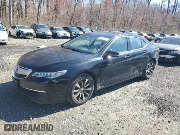 2015 Acura TLX with VIN 19UUB1F34FA011042, listed as a Copart auction lot 49988395 with 180,017 mi miles and Salvage Title. Bid and sale history available at carsss.com. Image 1.