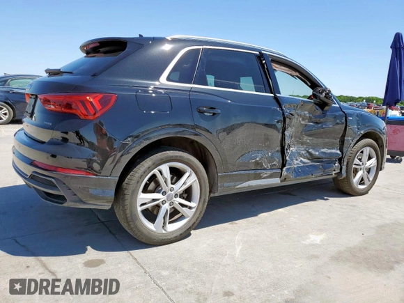 2020 Audi Q3 S line Premium with VIN WA1DECF30L1100906, listed as a Copart auction lot 53922435 with 41,961 mi miles and Salvage title. Bid and sale history available at DreamBid. Image 3.