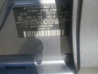 2019 Hyundai Accent SE с VIN 3KPC24A37KE062089, выставлен на аукционе Copart как лот 55677035 с пробегом 105 770 миль миль и Списание • Salvage title. История ставок и продаж доступна на DreamBid. Изображение 12.