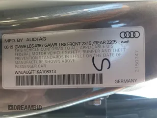 2019 Audi A3 Sedan Premium with VIN WAUAUGFF1KA108313, listed as a Copart auction lot 58632054 with 72,610 mi miles and Salvage Title. Bid and sale history available at carsss.com. Image 14.