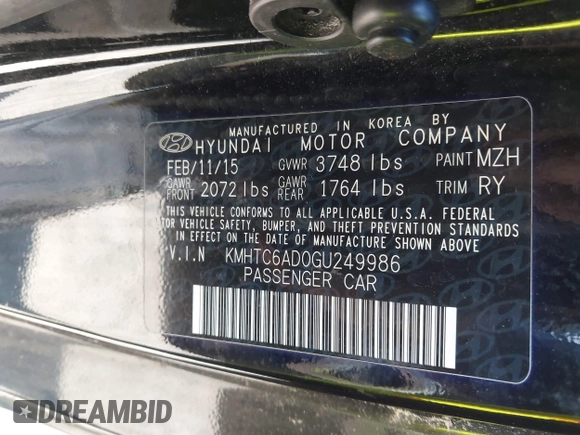 2016 Hyundai Veloster z VIN KMHTC6AD0GU249986, wystawiony jako IAAI lot #42361364 z przebiegiem 131 111 mil mil oraz . Historia ofert i sprzedaży dostępna na DreamBid. Obrazek 9.
