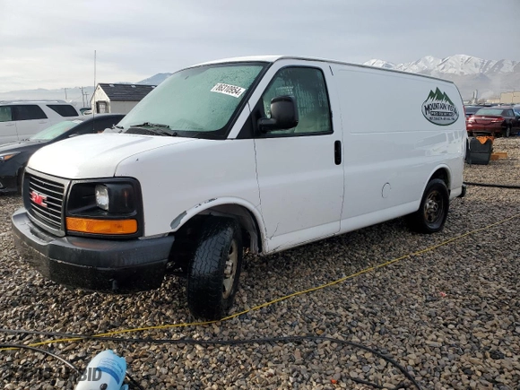 2007 GMC Savana Cargo Van with VIN 1GTFG15X671172541, listed as a Copart auction lot 86310954 with 163,795 mi miles and Salvage Title. Bid and sale history available at carsss.com. Image 1.