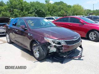 2016 Kia Optima LX with VIN 5XXGT4L32GG018575, listed as a IAAI auction lot 42691031 with 105,416 mi miles and . Bid and sale history available at DreamBid. Image 1.
