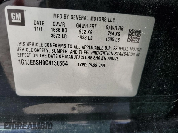 2012 Chevrolet Sonic LTZ z VIN 1G1JE6SH9C4130554, wystawiony jako Copart lot #45020925 z przebiegiem 152 038 mil mil oraz Czysty tytuł • Clean title. Historia ofert i sprzedaży dostępna na DreamBid. Obrazek 12.