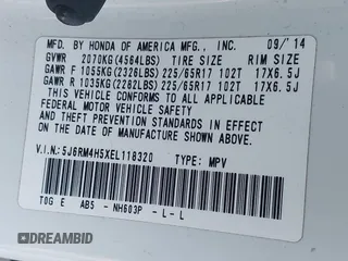 2014 Honda CR-V EX with VIN 5J6RM4H5XEL118320, listed as a IAAI auction lot 41596175 with 95,501 mi miles. Bid and sale history available at carsss.com. Image 9.