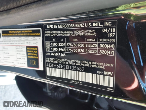 2018 Mercedes-Benz GLS 450 z VIN 4JGDF6EE2JB135683, wystawiony jako IAAI lot #41960302 z przebiegiem 139 778 mil mil oraz . Historia ofert i sprzedaży dostępna na DreamBid. Obrazek 9.