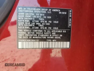 2019 Volkswagen Atlas SE with VIN 1V2DR2CA8KC604113, listed as a Copart auction lot 53108275 with 87,000 mi miles and Salvage title. Bid and sale history available at DreamBid. Image 13.