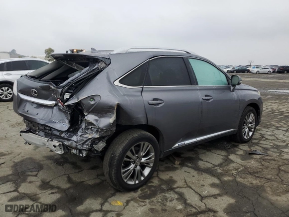 2013 Lexus RX 450h with VIN JTJBC1BA2D2058453, listed as a Copart auction lot 85990504 with 157,105 mi miles and Salvage Title. Bid and sale history available at carsss.com. Image 3.
