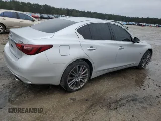 2020 Infiniti Q50 Red Sport 400 with VIN JN1FV7AR6LM660612, listed as a Copart auction lot 86182594 with 82,737 mi miles and Salvage Title. Bid and sale history available at carsss.com. Image 3.