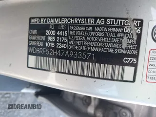 2007 Mercedes-Benz C 230 Sport with VIN WDBRF52H47A933571, listed as a IAAI auction lot 42168454 with 157,854 mi miles and . Bid and sale history available at DreamBid. Image 9.