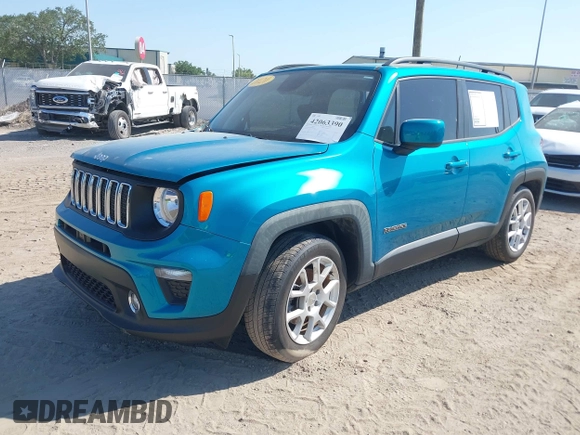 2020 Jeep Renegade Latitude with VIN ZACNJAB10LPM09870, listed as a IAAI auction lot 42063390 with 59,201 mi miles. Bid and sale history available at carsss.com. Image 22.