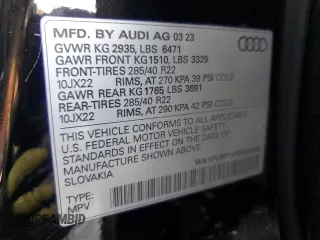 2023 Audi Q8 Prestige z VIN WA1FVBF13PD024555, wystawiony jako Copart lot #53572195 z przebiegiem 10 498 mil mil oraz Szkoda całkowita • Salvage title. Historia ofert i sprzedaży dostępna na DreamBid. Obrazek 13.