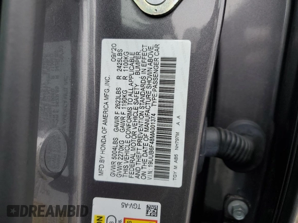 2021 Acura TLX w/Technology Package with VIN 19UUB6F48MA001374, listed as a Copart auction lot 44976495 with 31,888 mi miles and Salvage Title. Bid and sale history available at carsss.com. Image 12.