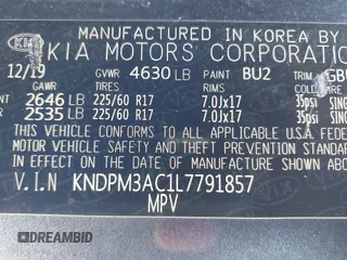 2020 Kia Sportage LX with VIN KNDPM3AC1L7791857, listed as a IAAI auction lot 41793637 with 81,182 mi miles. Bid and sale history available at carsss.com. Image 9.