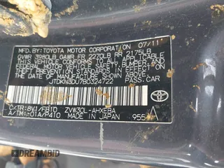 2011 Toyota Prius I with VIN JTDKN3DU7B0324722, listed as a IAAI auction lot 41841434 with 202,721 mi miles. Bid and sale history available at carsss.com. Image 9.