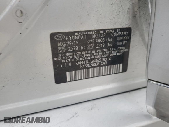 2016 Hyundai Azera Limited z VIN KMHFH4JG6GA518314, wystawiony jako Copart lot #53917085 z przebiegiem 192 713 mil mil oraz Szkoda całkowita • Salvage title. Historia ofert i sprzedaży dostępna na DreamBid. Obrazek 12.