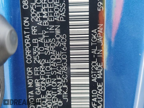 2016 Scion tC z VIN JTKJF5C78GJ016405, wystawiony jako Copart lot #54265995 z przebiegiem 89 467 mil mil oraz Szkody całkowita. Historia ofert i sprzedaży dostępna na DreamBid. Obrazek 14.